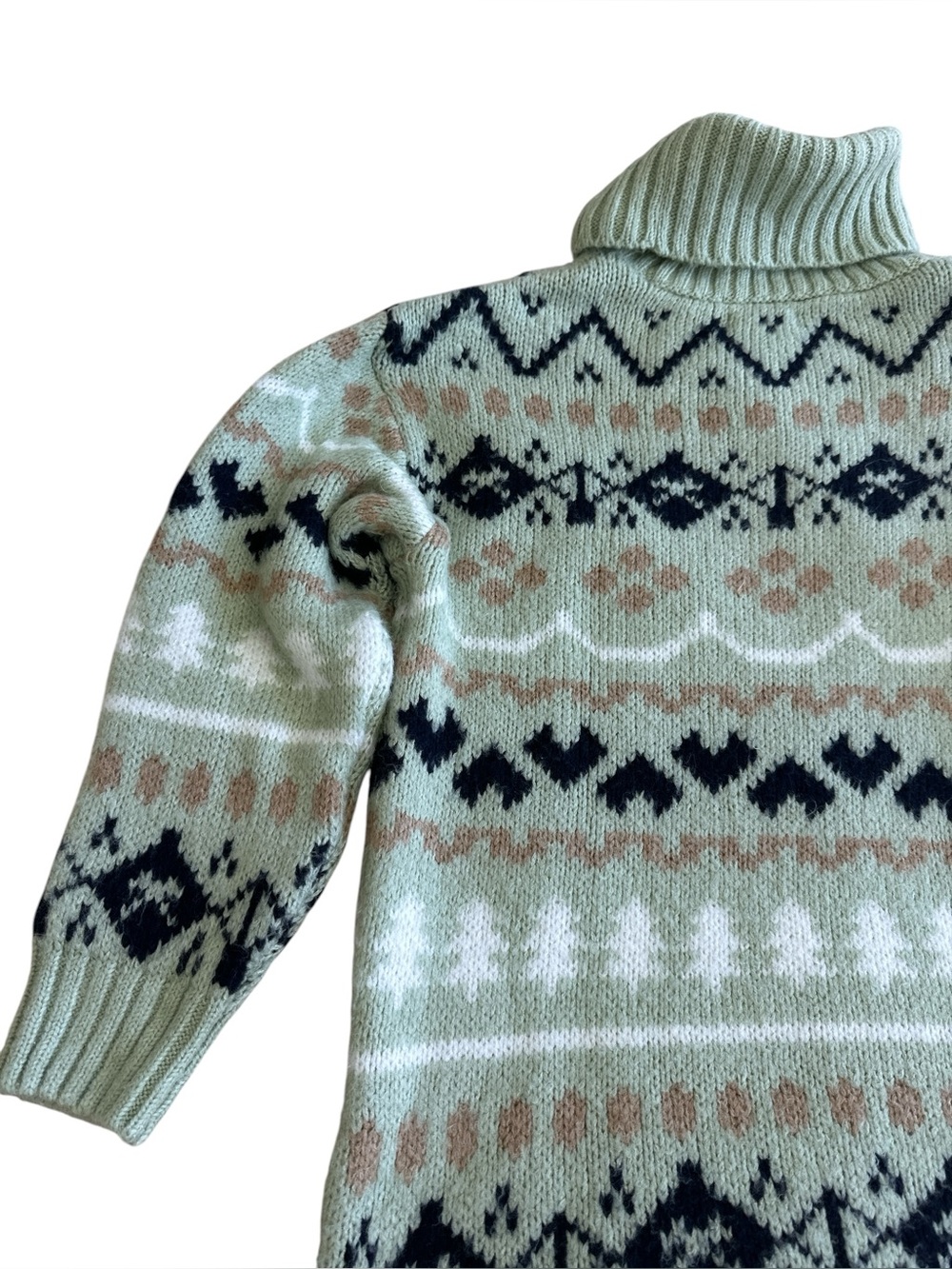 Anthropologie Fair Isle Oversized Turtleneck Sweater in Green - Picture 8 of 12